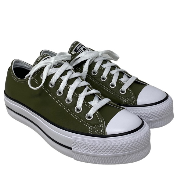 Converse Shoes - Converse Ctas Lift Platform Low Shoe Women Sneakers Khaki Leather Casual A09962C